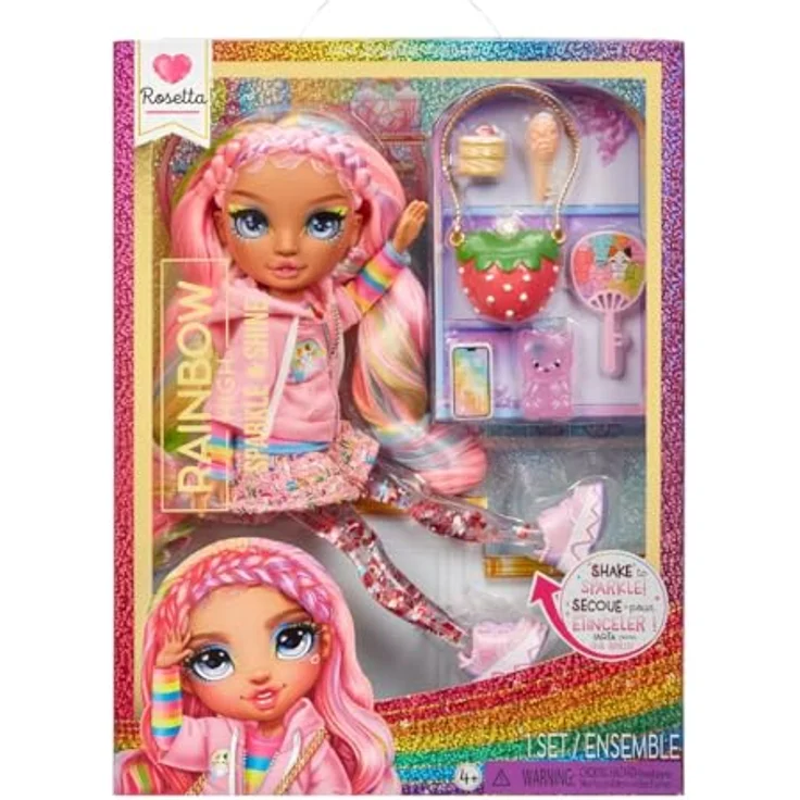 Rainbow High Anziehpuppe Rainbow High Sparkle & Shine Fashion Dolls - ROSETTA (Pink) - Puppe mit flüssigem Glitzer gefüllten Beinen – Bild 2