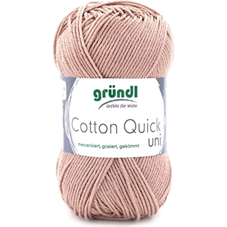 Gründl Cotton Quick Uni Strickgarn/Häkelgarn, 1 Knäuel à 50 g (farbenfrohes Garn aus 100 % Baumwolle, OEKO-TEX zertifiziert, 50 g / 125 m, Nadelstärke: 3 - 4, 1 x 50 g), Beige - Preisvergleich – Bild 1