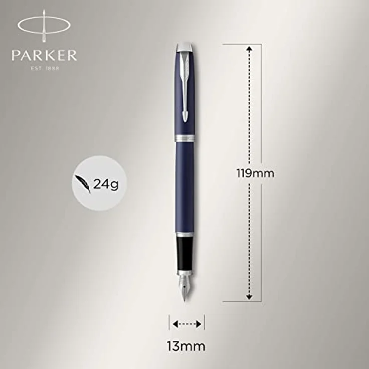 Parker IM Füller | Matte Blue | Füllfederhalter mit mittlerer Feder und blauer Tinte | Geschenkbox – Bild 3
