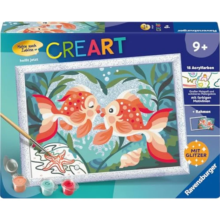Ravensburger Verlag GmbH Malen nach Zahlen - CREART® - Verliebte Fische, Malvorlagen für Kinder ab 9 Jahren, inkl. 15 Acrylfarben – Bild 2