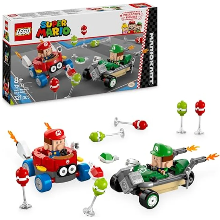LEGO Super Mario 72034 Kart™ – Baby vs. Luigi Bausatz, mit 2 Figuren und interaktivem Spielspaß, Mehrfarbig, 321 Teile – Bild 1