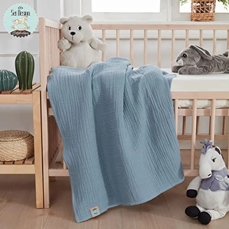 sei Design 4fach Musselin Pucktuch - Babydecke - Mulltuch oder Mullwindel als 3-Pack 80x80 – Bild 5