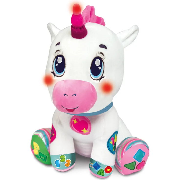 Clementoni Interaktives Einhorn, Kuscheltier mit interaktiven Funktionen und spielerischem Lernmodus