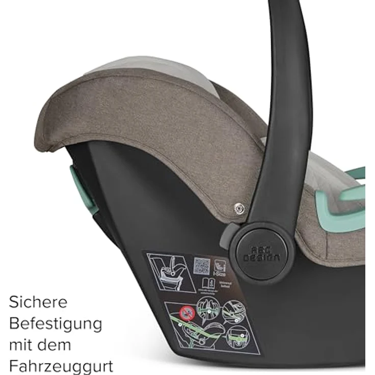 ABC Design Babyschale Tulip (Autositz Gruppe 0+ / i-Size) - Pure Edition - Nature, mit Sonnenschutz UV 50+ und modularem Sitzverkleinerer – Bild 5