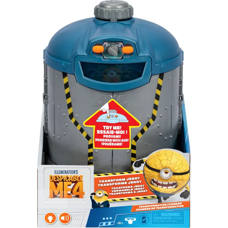 Moose Toys Despicable Me 4: Transformation Chamber, Mega Minions Zubehör mit Lichtern und Geräuschen, wandelbar zum Trainingszentrum