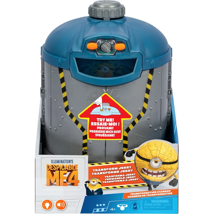 Moose Toys Despicable Me 4: Transformation Chamber, Mega Minions Zubehör mit Lichtern und Geräuschen, wandelbar zum Trainingszentrum