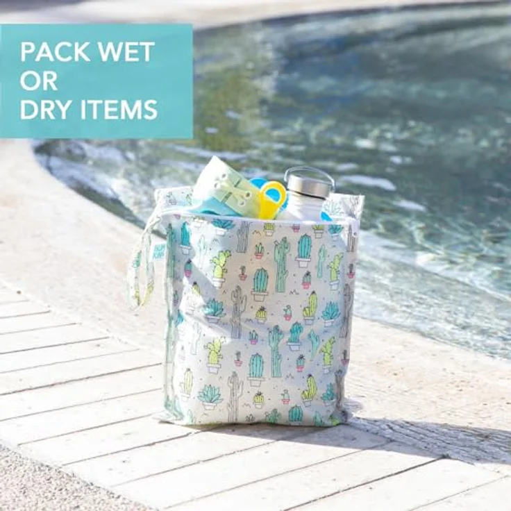 Bumkins wasserdichte Wetbag, Wiederverwendbare Nasstasche, Cacti - auslaufsicher, vielseitig einsetzbar, praktisch für unterwegs – Bild 3