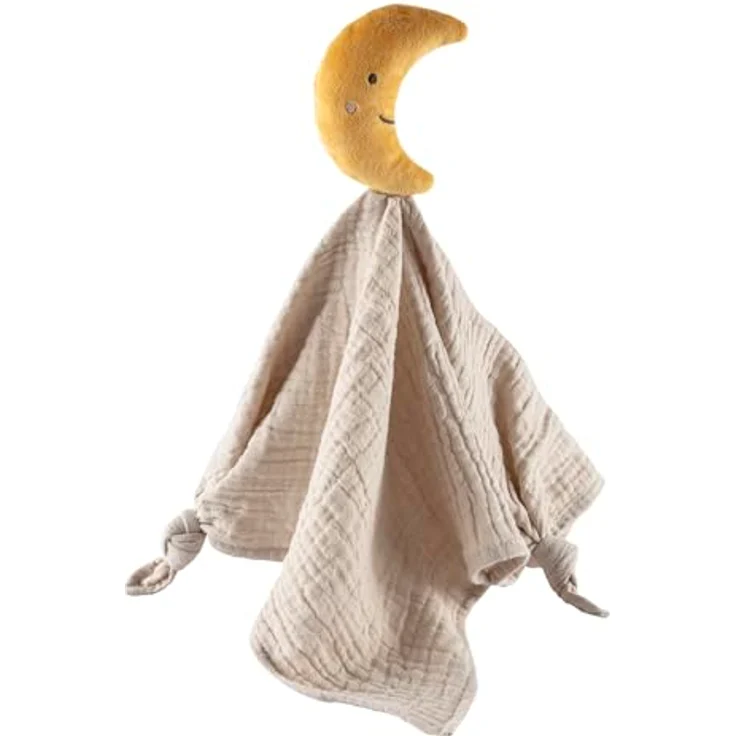 Sterntaler® Schmusetuch Mond, Baby Kuscheltuch aus hautsympathischem Musselin, flauschiger Mond, Knotendetails – Bild 2