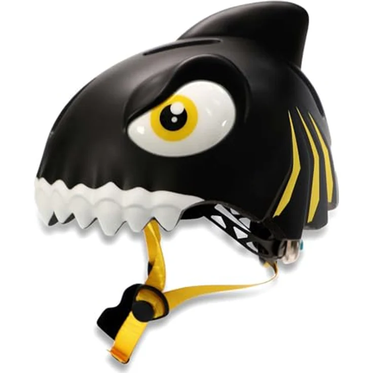 Crazy Safety Kinder Fahrradhelm 3D Tierhelm, verstellbar und leicht, für Kinder 2-7 Jahre, 49-55 cm, mit LED-Rücklicht, Hai Schwarz – Bild 3