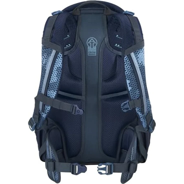 coocazoo Schulrucksack Mate „Geometric Sky”, grau-blau, ergonomischer & anpassbarer Tornister, höhen- & größenverstellbar, mit Brustgurt & Hüftgurt, ab der 3. Klasse – Bild 2