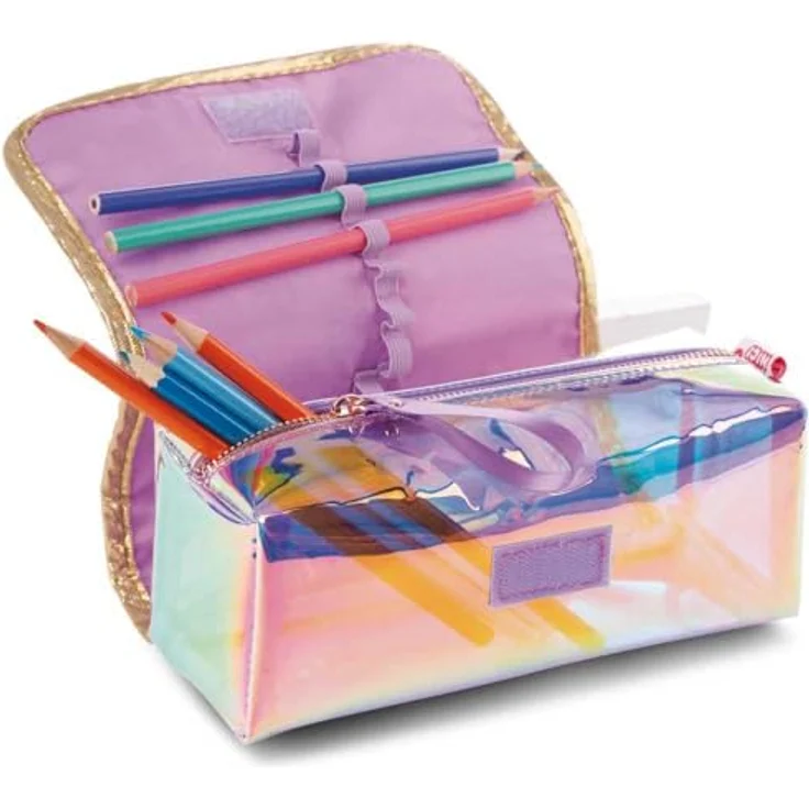 NICI Mäppchen zum Rollen Cosy Winter, 19x7x7cm, plüschig, grüne Winterlandschaft mit 3D Schneeflocke – Bild 3