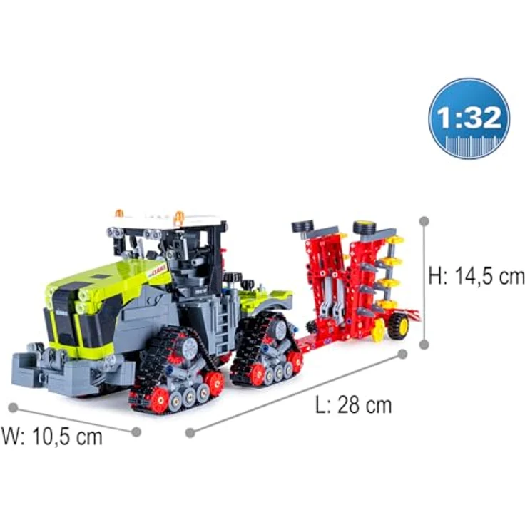 JAMARA CADA Claas Xerion 5000 Trac TS 1:32 Bricks, 1336-teiliges Kinder Landwirtschaft Spielzeug ab 8 Jahren mit detailgetreuen Funktionen und Pflug – Bild 3