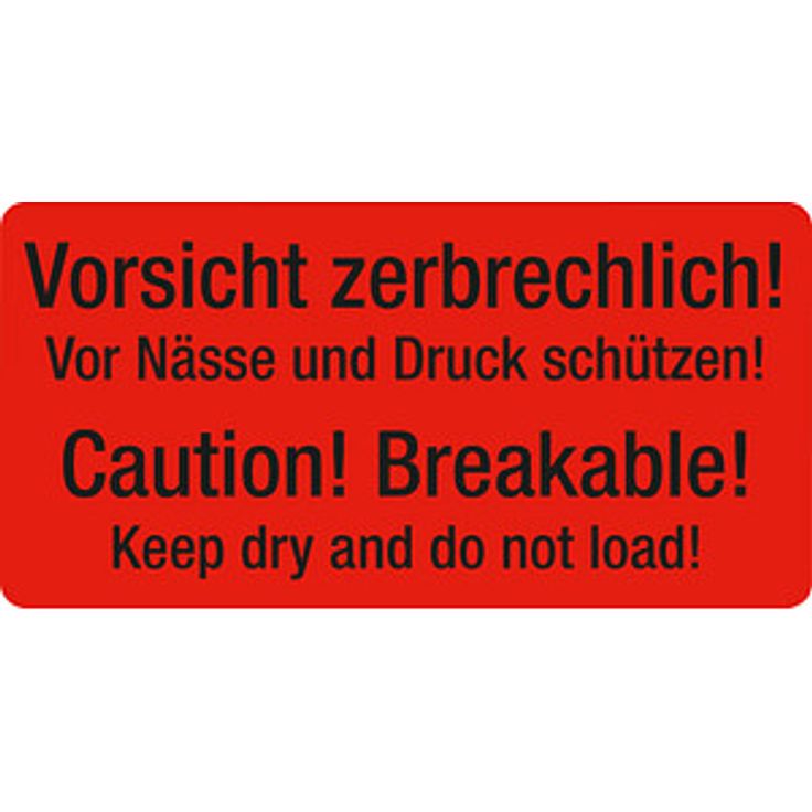 EICHNER Warnetiketten rot, 250 Stück, »Vorsicht zerbrechlich! Vor Nässe und Druck schützen!«, 100,0 x 50,0 mm, selbstklebend