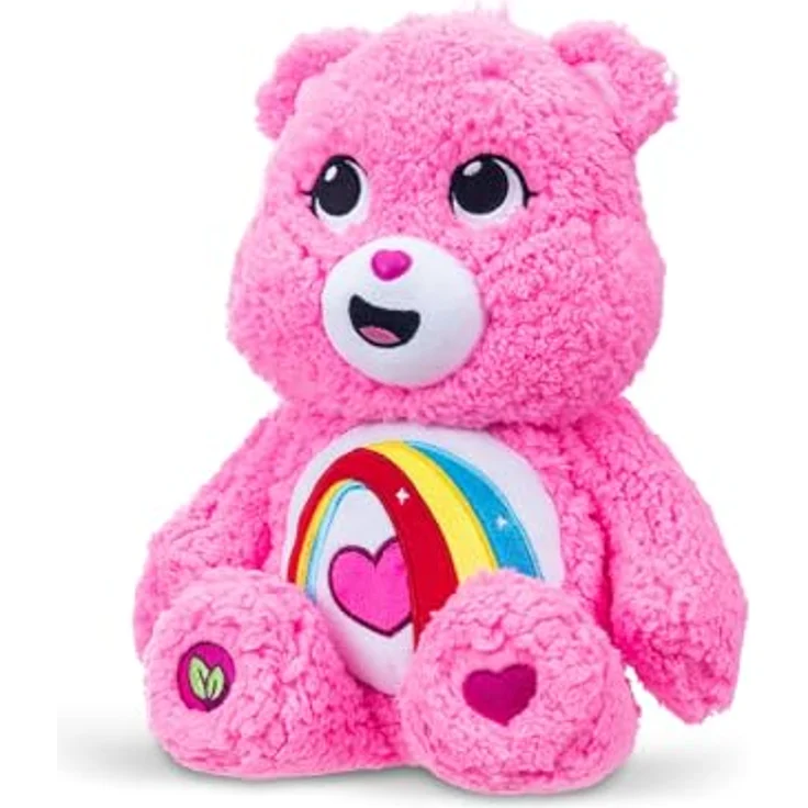 Care Bears Cheer Bear Kuscheltier, 35,6 cm, umweltfreundliches Sherpa-Plüsch mit Regenbogen-Herz Design – Bild 2