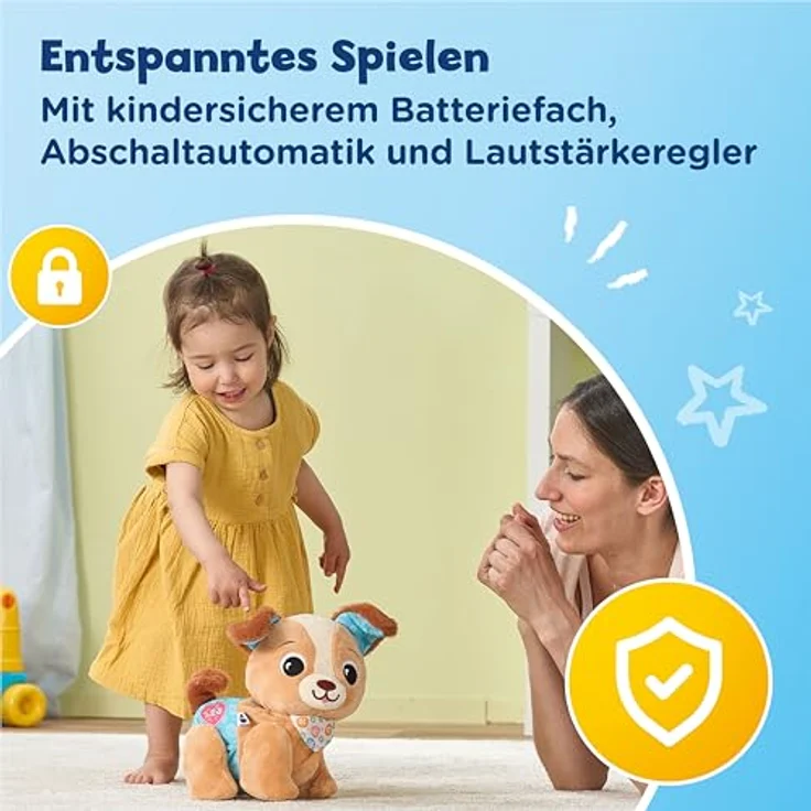 VTech Krabbel-mit-mir-Hündchen, Lernspielzeug mit 3 Liedern und 15 Melodien, Plüsch, animiert zum Krabbeln – Bild 5