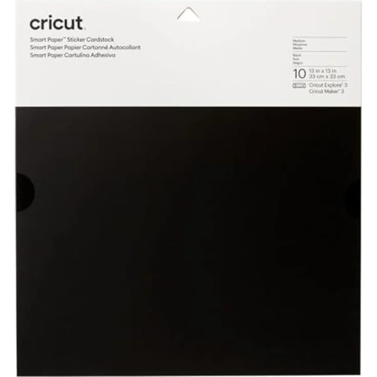 Cricut 2008316 Smart Paper Sticker Cardstock | 10 sheets | 33cm x 33cm | Black, 33 x 33 cm – Bild 1