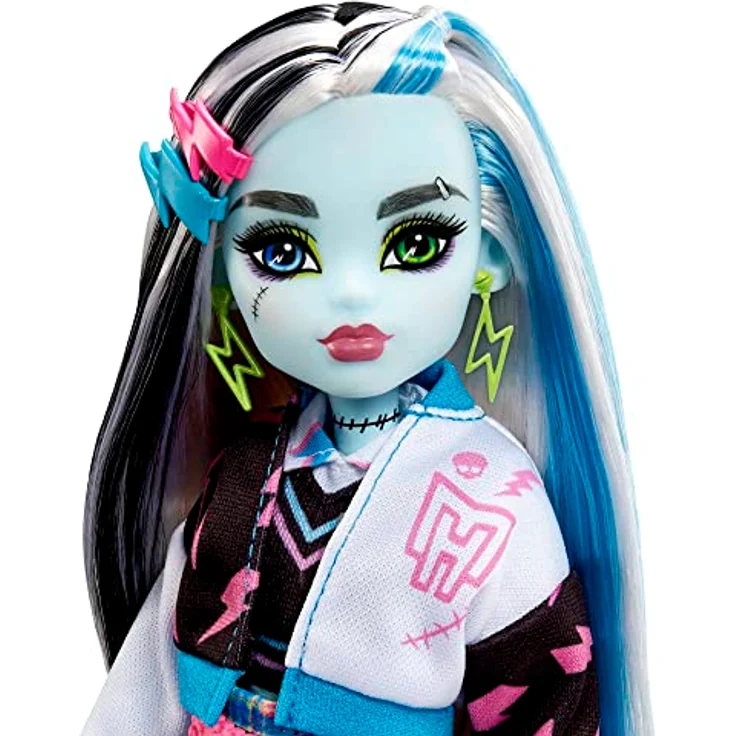 MONSTER HIGH Frankie Puppe - Elektrisierende Mode, Voltageous College-Jacke, gruseliges Zubehör, flexibler Körper, für Kinder ab 6 Jahren, HHK53 – Bild 3