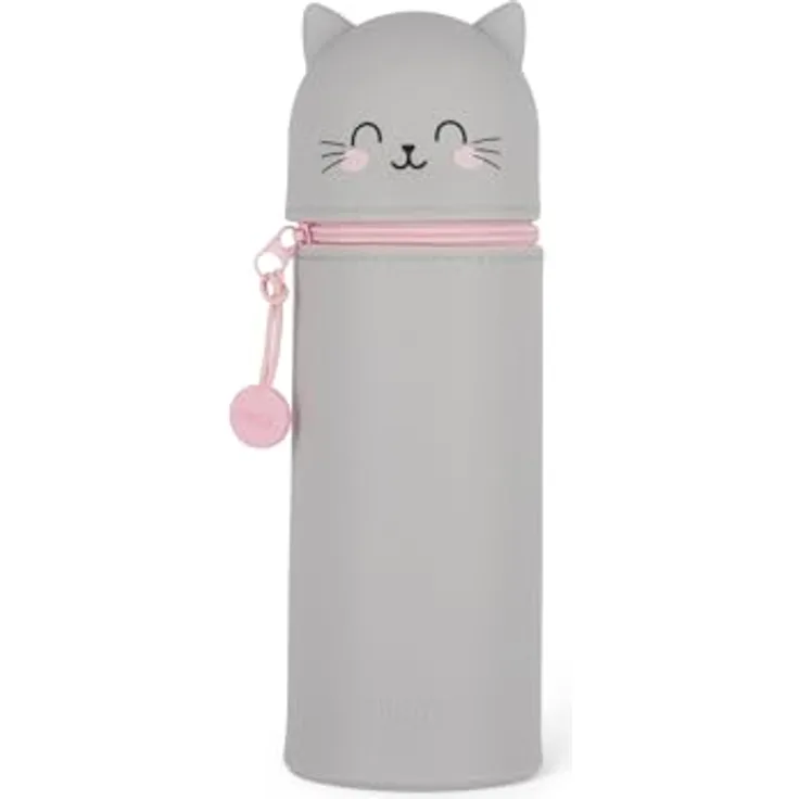 LEGAMI Kawaii, Kitty Modern, 2-in-1 Federmäppchen und Tischstifthalter aus weichem Silikon, pink