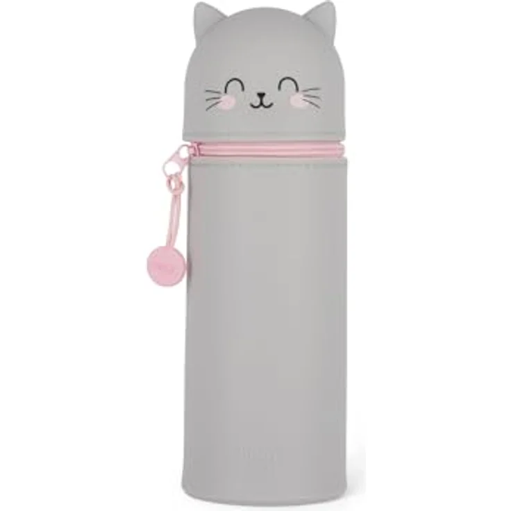 LEGAMI Kawaii, Kitty Modern, 2-in-1 Federmäppchen und Tischstifthalter aus weichem Silikon, pink – Bild 1