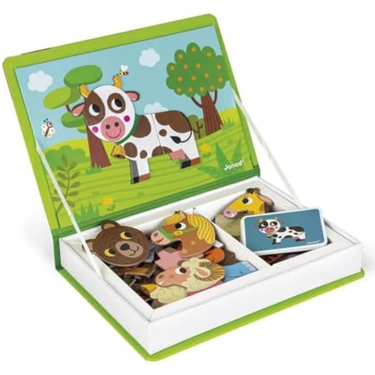Janod Lernspielzeug Magnetbuch - Tiere, kreatives Magnetspielset mit 30 bunten Tier-Magneten und Aufbewahrungsbox, für Kinder von 3-8 Jahren – Bild 1