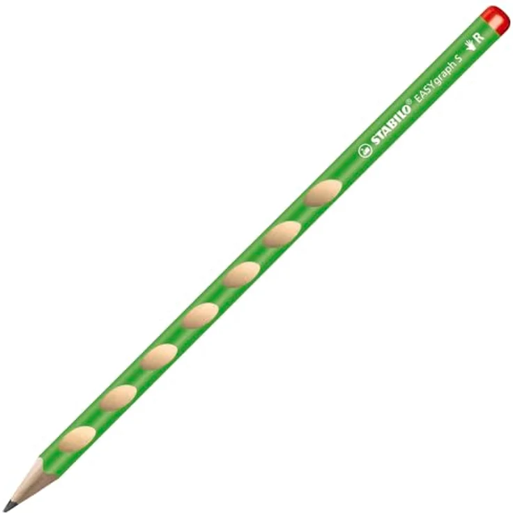 STABILO EASYgraph S, Schmaler Dreikant-Bleistift für Rechtshänder, ergonomisch mit rutschfesten Griffmulden, 2er Pack, grün, Härtegrad HB – Bild 2