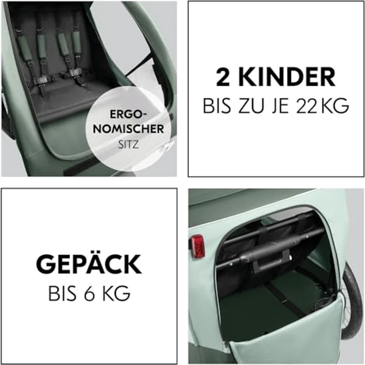 Hauck Dryk Duo Plus, Fahrradanhänger & Buggy mit Hinterradfederung, blau – Bild 4