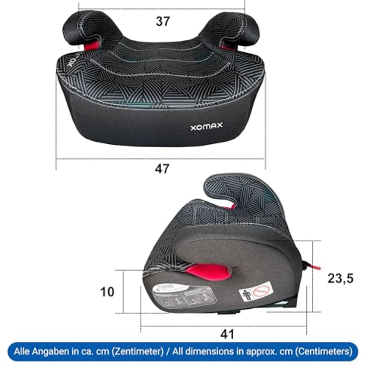 XOMAX KBH313 Kindersitzerhöhung mit ISOFIX, gepolstert, Armlehnen, ECE R129, für Kinder 6 bis 12 Jahre – Bild 4