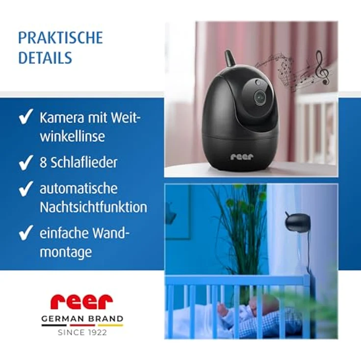 reer Zusatzkamera 80520 BabyCam Pro HD Move, abhörsicher mit Nachtsicht, 350° schwenkbar, schwarz – Bild 6