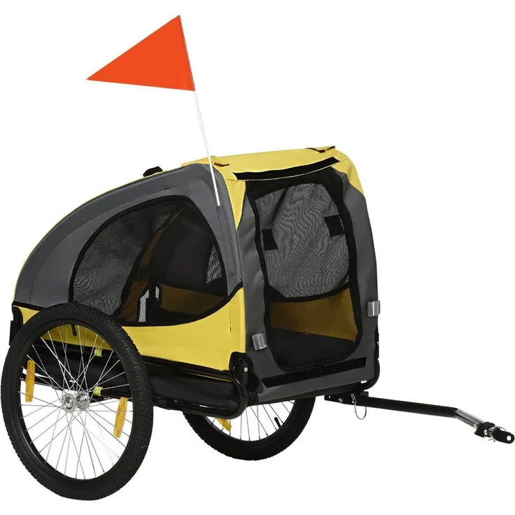 PawHut Fahrradhundeanhänger Hundeanhänger mit Universalkupplung, gelb, für mittelgroße Hunde bis 20 kg, 140 x 71 x 83 cm - Preisvergleich