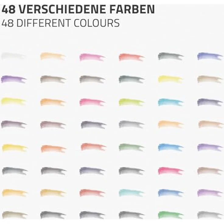 ECD Germany Kreativset Malkoffer 49-tlg, Aquarellfarben Set mit 48 Farben, Pinsel, Bleistift 2B, in silberner Metallschachtel – Bild 6