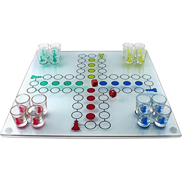 GOODS+GADGETS Drinking Ludo Spiel Partyspiel für Erwachsene Würfel & 16 Shotgläser lustiges Trinkspiel – Bild 2