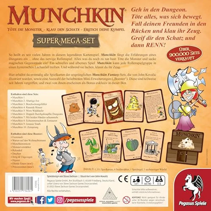 Pegasus Spiele 17035G Munchkin Fantasy Super-Mega-Set, Komplett-Set mit zehn Munchkin-Sets und acht Bonus-Boostern inbegriffen – Bild 3