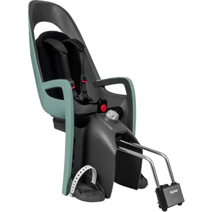 HAMAX 553102 Caress Fahrrad-Kindersitz, Befestigung Rahmenrohr, grün/schwarz, 20° Ergonomische Schlafposition, verstellbare Sitzlehne, integrierte Polsterung, neues Fußstützensystem