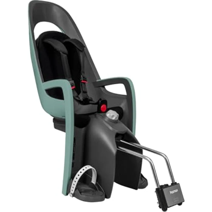 HAMAX 553102 Caress Fahrrad-Kindersitz, Befestigung Rahmenrohr, grün/schwarz, 20° Ergonomische Schlafposition, verstellbare Sitzlehne, integrierte Polsterung, neues Fußstützensystem