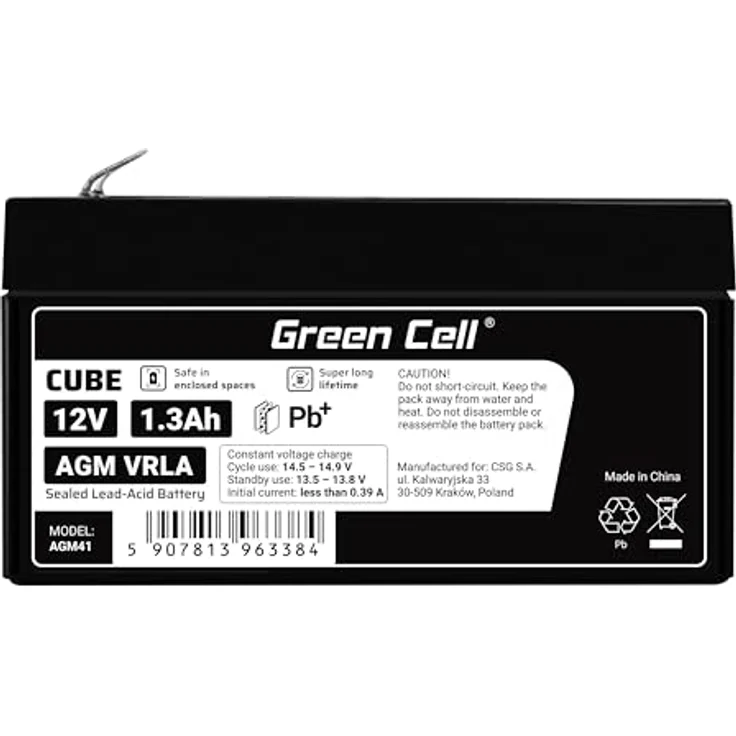 Green Cell® AGM 12V 1,3Ah Vlies Akku, wartungsfreie Blei Batterie für Elektro Spielzeug, Alarm & Notstromversorgung – Bild 5