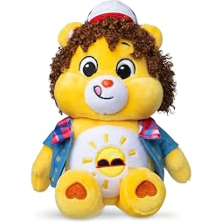 Basic Fun Care Bears x Stranger Things Funshine Bear als Dustin, 22 cm Plüschtier, Limited Edition Sammlerstück für Stranger Things-Fans – Bild 1