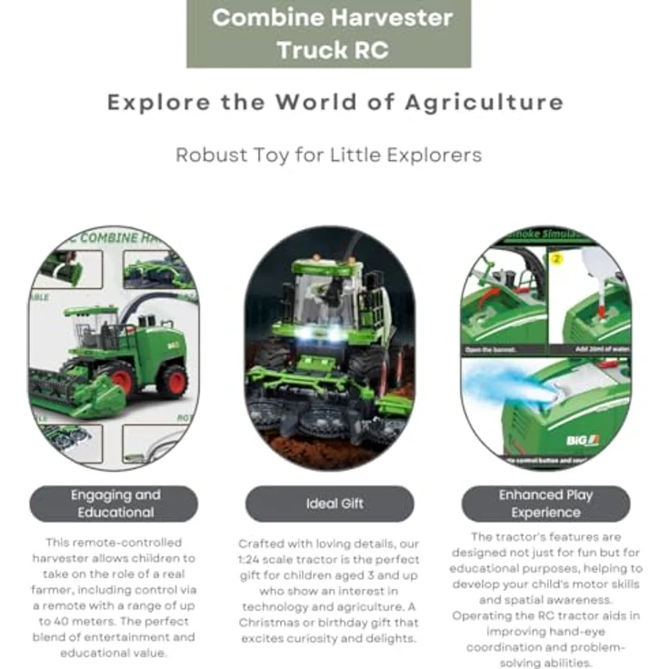 COIL Ferngesteuerter Traktor ab 3 Jahre für Kinder - Bauernhofspielzeug mit LED-Licht und Sound, Wassersprüh-Funktion, Langlebiges ABS-Material, TPE-Anti-Rutsch-Reifen – Bild 3