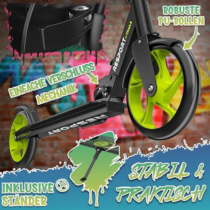 RE:SPORT Cityroller RE:SPORT® Trailz Scooter, klappbar und höhenverstellbar 87–102 cm, 200 mm große Räder, inkl. Klingel und Tragegurt, bis 100 kg belastbar – Bild 5