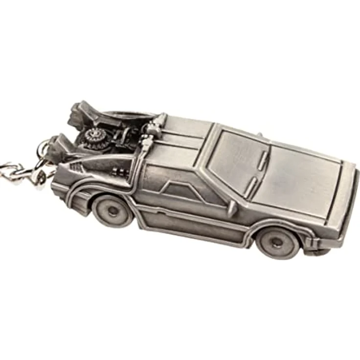 SD Toys SDTUNI20109 Back To The Future - DeLorean Metall Schlüsselanhänger, 3D Design, silber antik, 7 cm lang – Bild 5