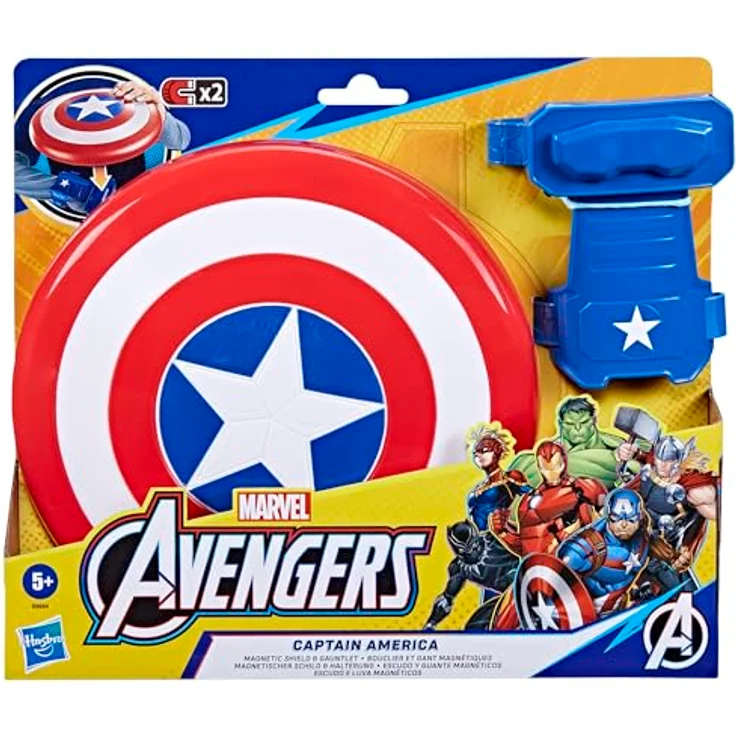 Marvel Avengers Captain America Magnetischer Schild und Halterung, Rollenspielartikel, Superhelden-Spielzeug – Bild 3