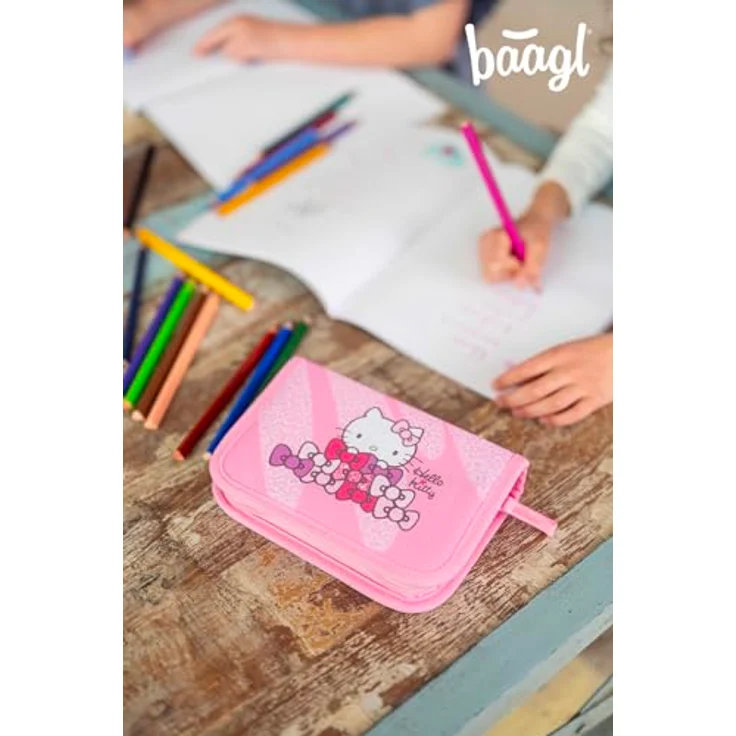 Baagl Federmäppchen Hello Kitty Sweet Leopard, einetagig mit YKK-Reißverschluss, 15x20 cm, aus 100% recyceltem Polyester – Bild 5