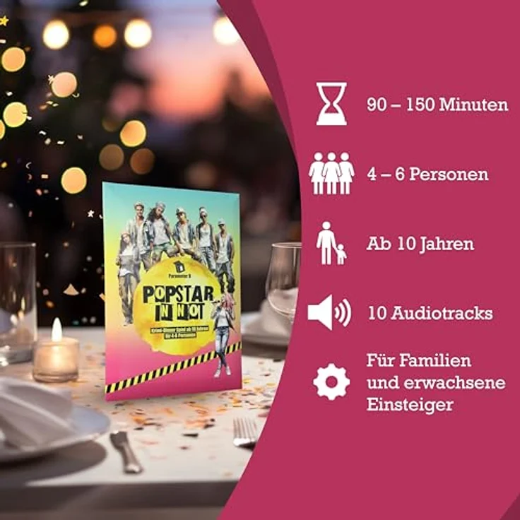 Parameter B Popstar in Not - Krimidinner für 4-6 Personen - Ab 10 Jahren - Krimidinner für Zuhause für Familien mit Kindern - Krimispiel für Einsteiger - Realistische Beweise – Bild 2