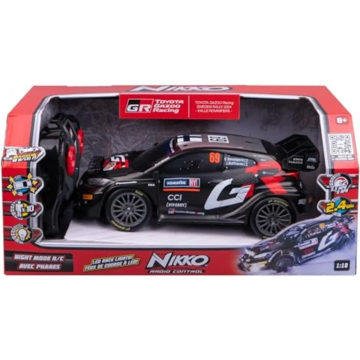 Nikko Night Mode RC- Toyota GR #69 Rovanperä, ferngesteuertes Auto im Maßstab 1:18 mit LED-Rennlichtern und 2,4 GHz Präzisionscontroller – Bild 9