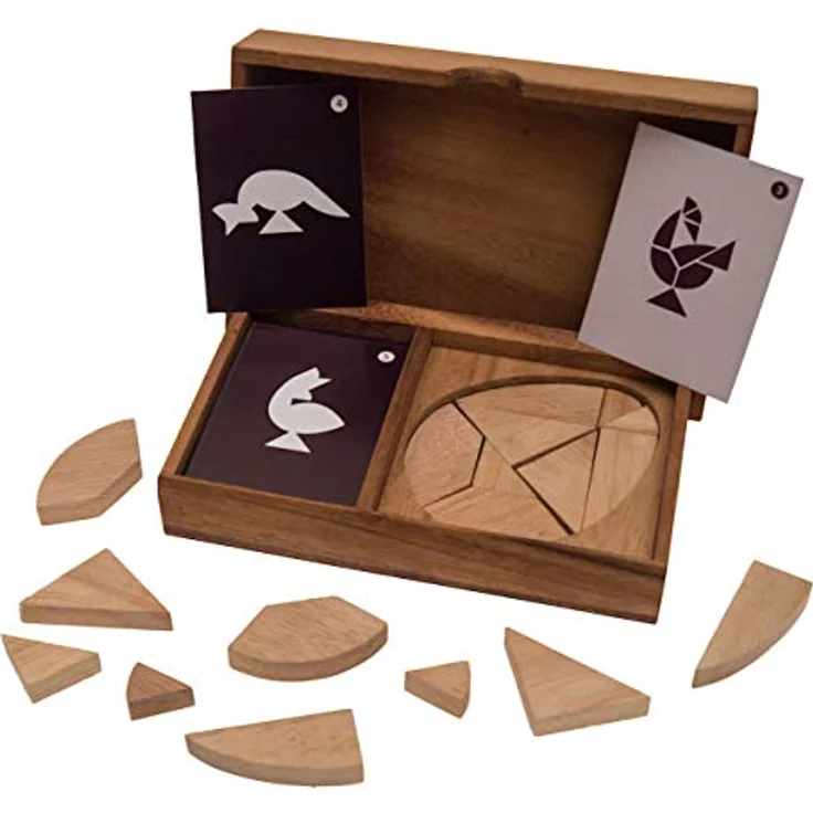 ROMBOL Variante des Tangram Spiels für 2 Personen, Holz, Legespiel, Denkspiel, Knobelspiel, Geduldspiel aus Holz, Modell: Ei, Samena-Holz, Helva-Holz, Reisespiel – Bild 2