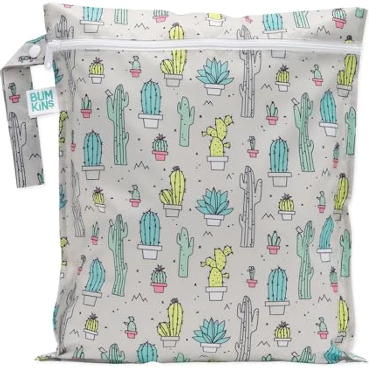 Bumkins wasserdichte Wetbag, Wiederverwendbare Nasstasche, Cacti - auslaufsicher, vielseitig einsetzbar, praktisch für unterwegs – Bild 1