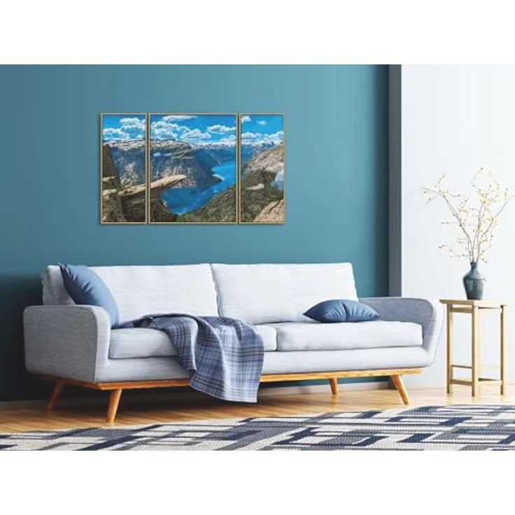 Schipper Malen nach Zahlen Meisterklasse Triptychon, Trolltunga in Norwegen, Made in Germany, erdfarbenes Landschaftsmotiv – Bild 5
