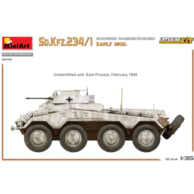 Miniart 1:35 Sd.Kfz 234/4 Panzerspähwagen, Modell mit detailliertem Interieur und 6 Varianten Decals – Bild 8