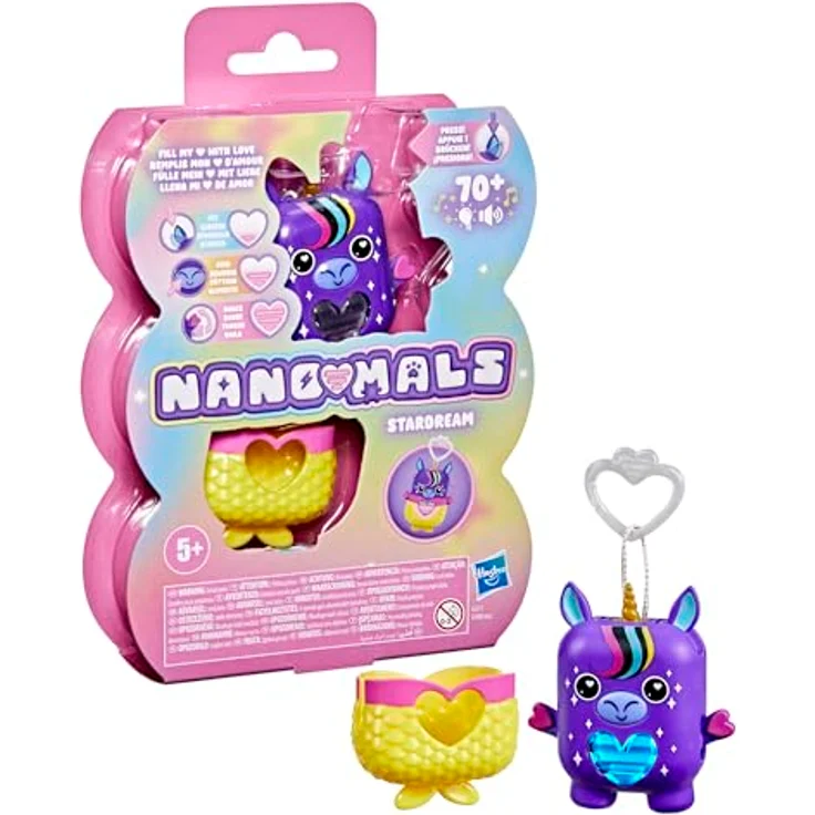 Nano-Mals Stardream, elektronisches Einhorn Fidget-Tierchen mit farbwechselnder Herzanzeige und ansteckbarem Outfit, Taschenformat – Bild 9