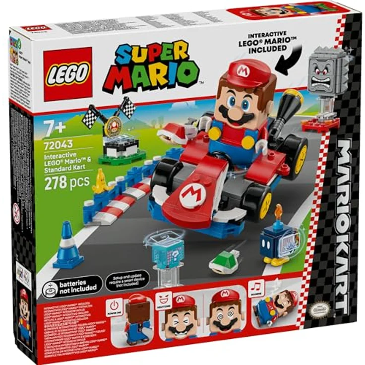 LEGO Mario Kart 72043, Interaktives Set mit Mario & Standard-Kart, 3 Figuren, Rennstrecke und Barrieren for kreatives Spielvergnügen für Kinder ab 7 Jahren – Bild 3