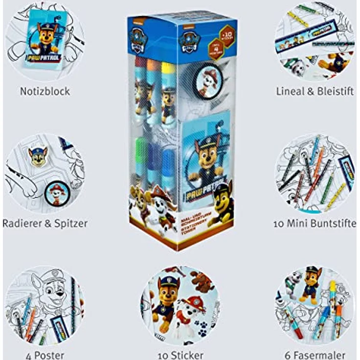 PAW PATROL Farbkasten Schreibwaren-Set, 35-teiliges Kreativset mit bunten Malfarben und Utensilien für Kinder – Bild 2